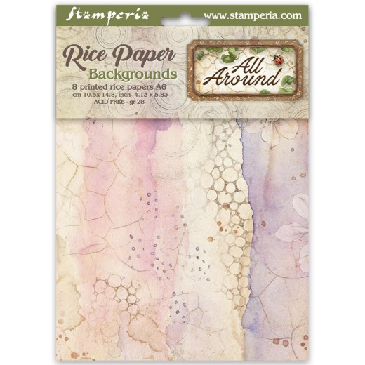 Stamperia A6 Rice Paper - All Around - Backgrounds