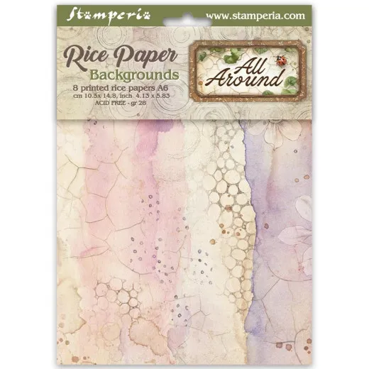 Stamperia A6 Rice Paper - All Around - Backgrounds