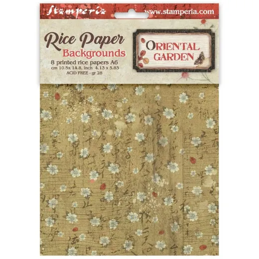 Stamperia A6 Rice Paper - Oriental Garden - Backgrounds