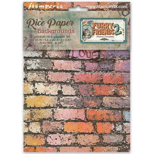 Stamperia A6 Rice Paper - Furry Friends - Backgrounds by Antonis Tzanidakis