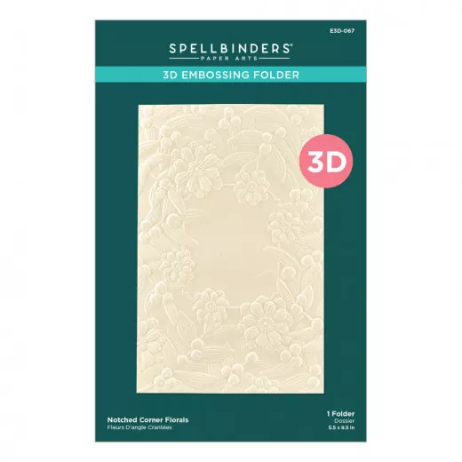 Spellbinders 3D Embossing Folder - Notched Corner Florals