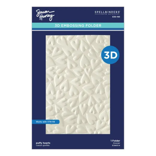 Simon Hurley - 3D Embossing Folder - Sending Hugs - Puffy Hearts