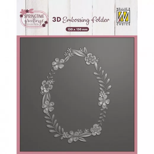 3D Embossing Folder - Springtime Greetings - Eggshaped Flower Wreath