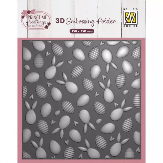 3D Embossing Folder - Springtime Greetings - Bunnies And Eggs