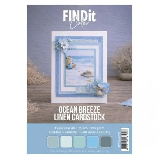 A5 Linen Cardstock - Ocean Breeze