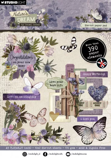 Studio Light - Die-Cut Paper Pad - Natures Dream 2 Nr. 235 - Elements