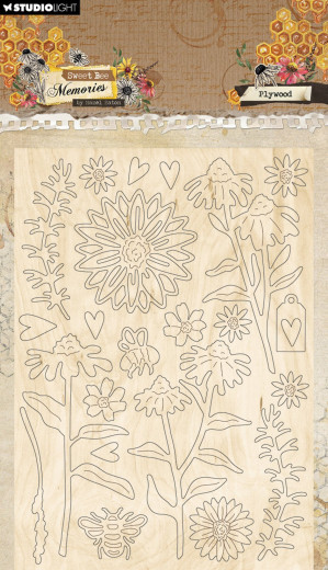 Studio Light - Plywood Elements - Sweet Bee Memories - Florals & Grunge