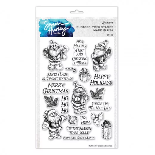 Simon Hurley Clear Stamps - Sketched Santas