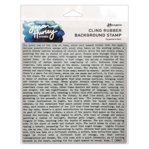 Simon Hurley 6x6 Cling Stamps - Background Typewriter