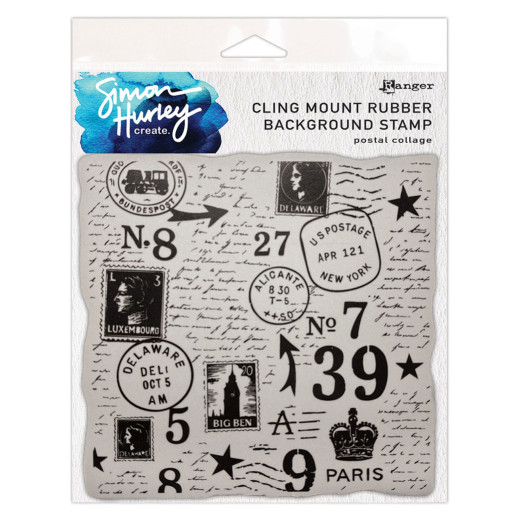 Simon Hurley Cling Stamps - Background Postal Collage