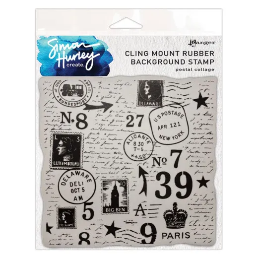 Simon Hurley Cling Stamps - Background Postal Collage