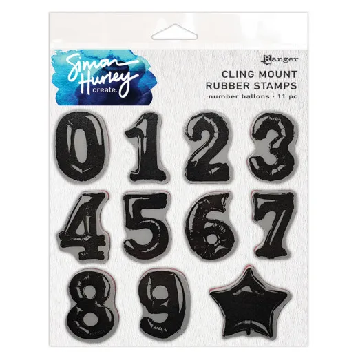 Simon Hurley 6x6 Cling Stamps - Number Balloons