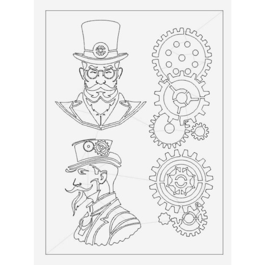 IndigoBlu Stencil - Steampunk Gents