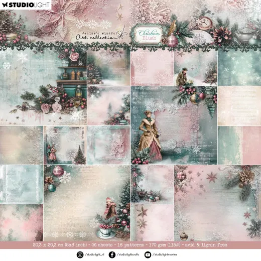 Studio Light 8x8 Paper Pad - Christmas Blush - Backgrounds