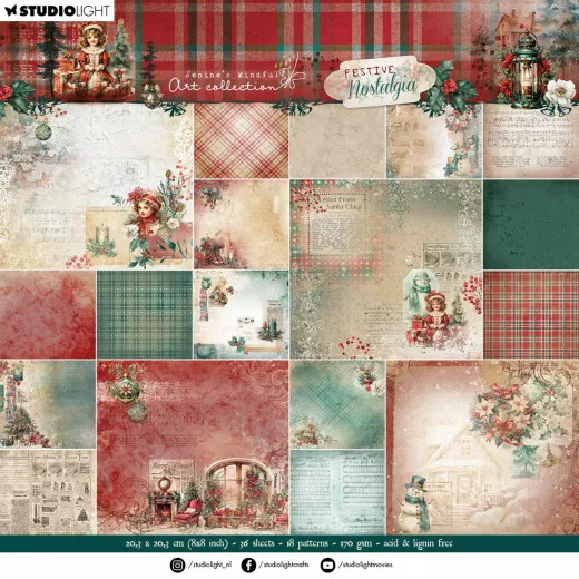 Studio Light 8x8 Paper Pad - Festive Nostalgia Nr. 253 - Background Designs