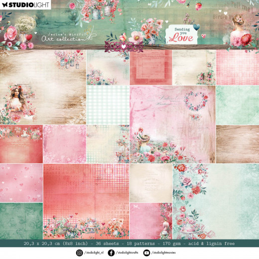 Studio Light 8x8 Paper Pad - Sending You Love - Backgrounds