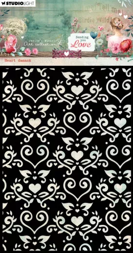 Studio Light - Masks / Stencils - Sending You Love Nr. 316 - Heart Damask