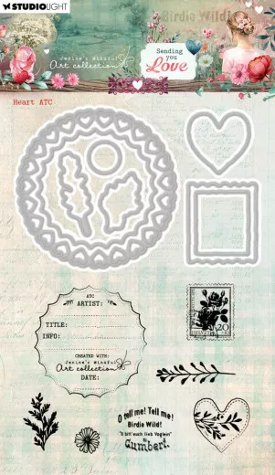 Studio Light - Stamp and Cutting Die - Sending You Love Nr. 92 - Heart ATC