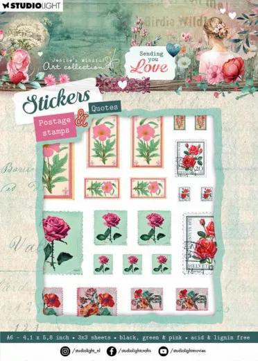 Studio Light Sticker Pad - Sending You Love Nr. 36 - Postage Stamps & Quotes