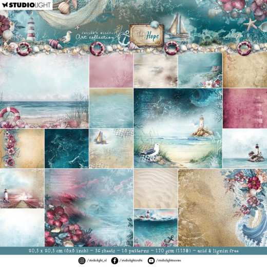 Studio Light - 8x8 Designer Paper Pad - Tide of Hope - Backgrounds