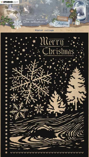 Studio Light Mask Stencil - Vintage Christmas Nr. 241 - Winter Collage