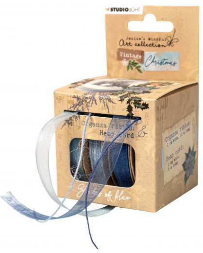 StudioLight - Vintage Christmas Nr. 03 - Organza Ribbon & Hemp Cord - Blue