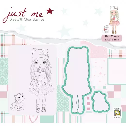 Just Me Die and Clear Stamps - Mädchen mit Katze