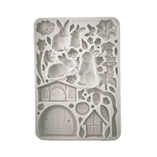 Silicone Mould A5 - Rabbit and Flowers