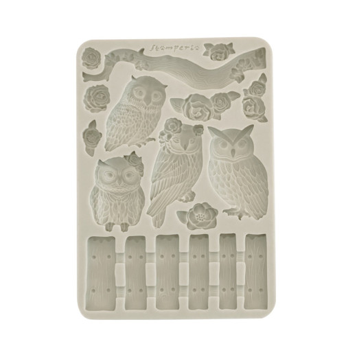 Silicone Mould A5 - The Owl's House - Owls and Branch