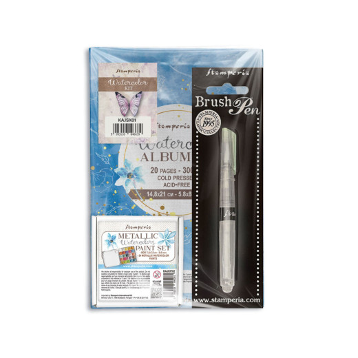 Stamperia - Watercolor Kit (Metallic Watercolors/Album/Brush Pen)