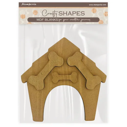 MDF Crafty Shapes Blanks - Furry Friends - Doghouse and Bones