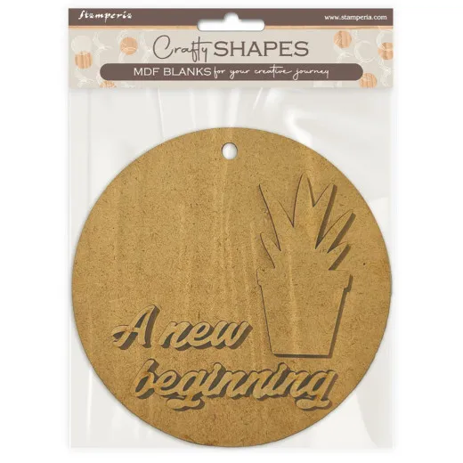 MDF Crafty Shapes Blanks - A New Beginning - Round Tag with Plant