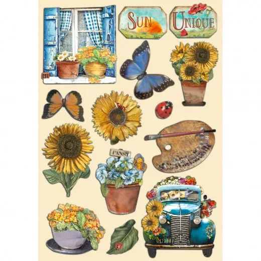 Colored Wooden Shapes - Sunflower Art