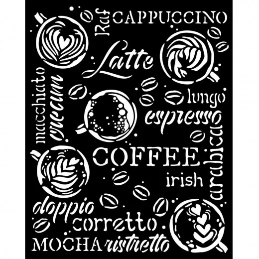 Stamperia Thick Stencil - Coffee and Chocolate - Cappuccino