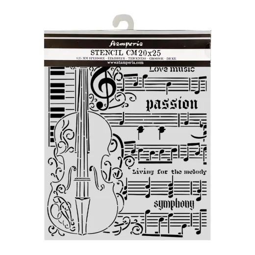 Stamperia Thick Stencil - Symphony - Violin by Sara Alcobendas