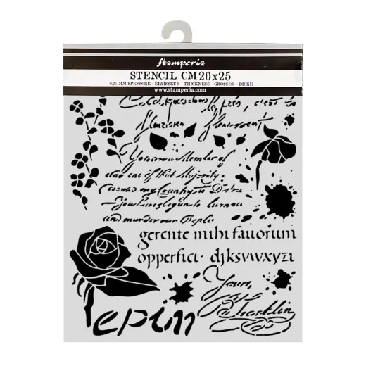 Stamperia Thick Stencil - Flowers and Poems - Latin Inspirations