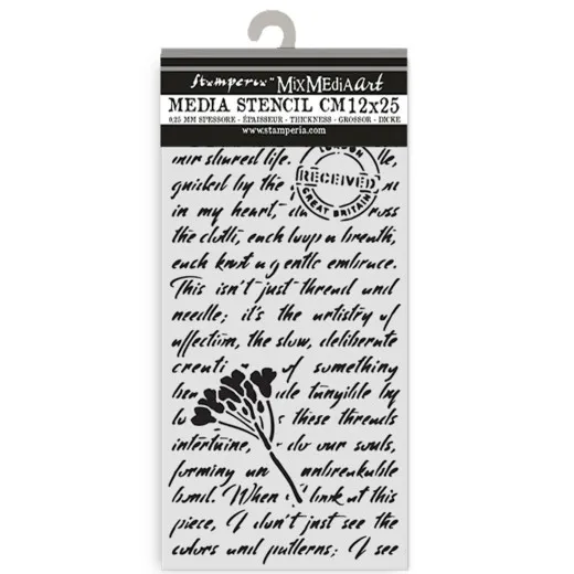 Stamperia Thick Stencil - Quiet Days - Manuscript