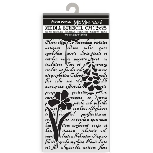 Stamperia Thick Stencil - Herbarium Silvae - Letter with Flowers
