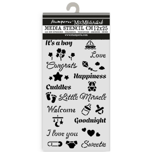 Stamperia Thick Stencil - Baby - Quotes