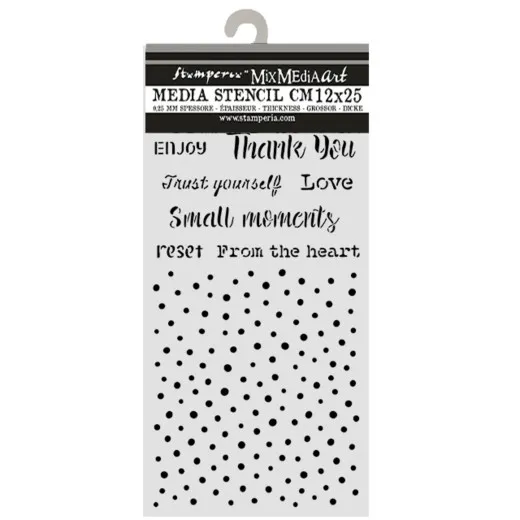 Stamperia Thick Stencil - Cozy Family - Writings and Dots