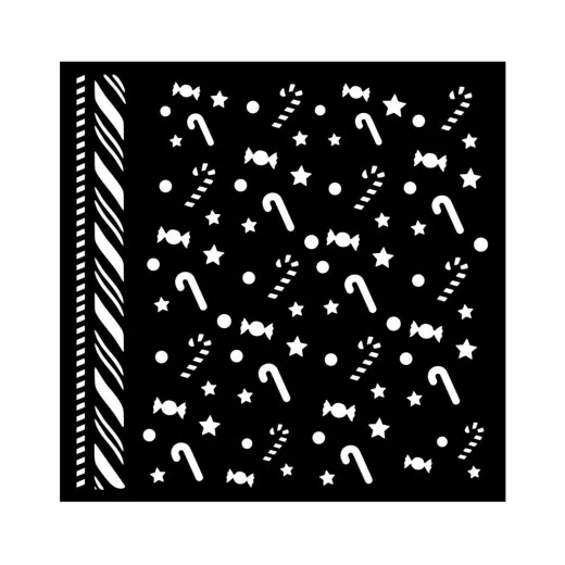 Stamperia Thick Stencil - Candy Christmas - Candycanes Pattern