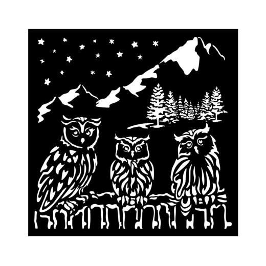 Stamperia Thick Stencil - The Owl's House - Owls