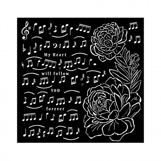 Stamperia Thick Stencil - Precious - Music and Peony