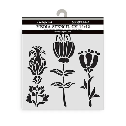Stamperia Thick Stencil - Furry Friends - Stylized Flowers