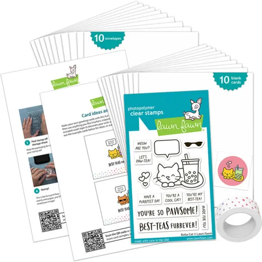 Lawn Fawn - Boba Cat - Kids Cardmaking Kit Mini