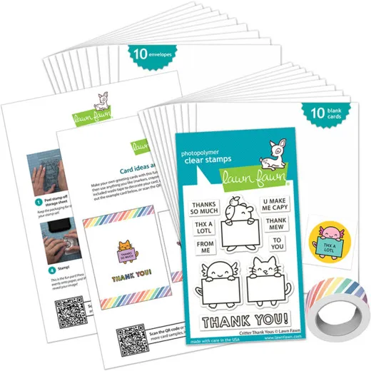 Lawn Fawn - Critter Thank Yous - Kids Cardmaking Kit Mini