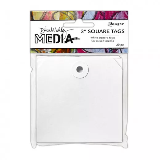 Dina Wakley Media White Square Tags - 3 Inch