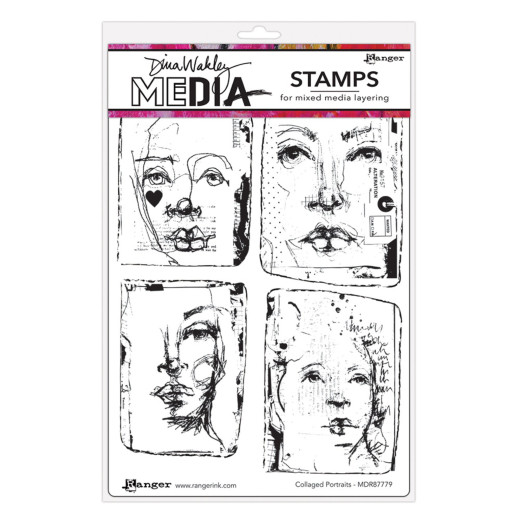 Dina Wakley Media Cling Stamps - Collaged Portraits