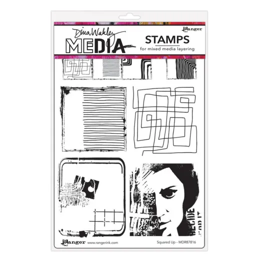 Dina Wakley Media Cling Stamps - Squared Up