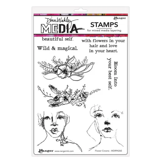 Dina Wakley Media Cling Stamps - Flower Crowns